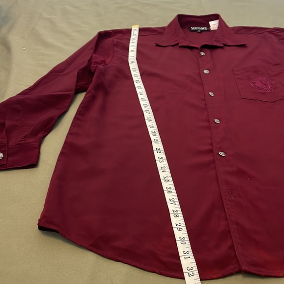 VERSACE JEANS COUTURE. As-Is  Embroidered Buttons down red color Mens SHIRT sz M - Picture 13 of 16